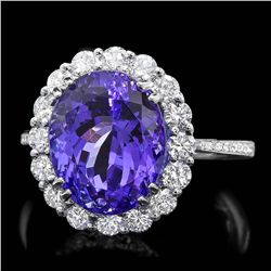 18K WHITE GOLD 7.50CT TANZANITE 1.00CT DIAMOND RING