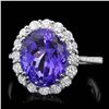 Image 1 : 18K WHITE GOLD 7.50CT TANZANITE 1.00CT DIAMOND RING