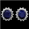 Image 1 : 14K WHITE GOLD 18CT SAPPHIRE 1.35CT DIAMOND EARRINGS