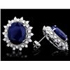 Image 2 : 14K WHITE GOLD 18CT SAPPHIRE 1.35CT DIAMOND EARRINGS