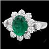 Image 1 : 14K WHITE GOLD 1.50CT EMERALD 1.75CT DIAMOND RING