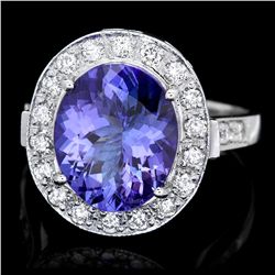 14K WHITE GOLD 5.00CT TANZANITE 0.70CT DIAMOND RING