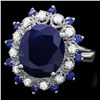 Image 1 : 14K WHITE GOLD 5.4CT SAPPHIRE 0.35CT DIAMOND RING