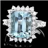 Image 1 : 14K WHITE GOLD 6.50CT AQUAMARINE 1.00CT DIAMOND RING