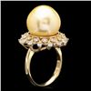 Image 2 : 14K YELLOW GOLD 14 X 14MM PEARL 0.90CT DIAMOND RING