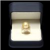 Image 3 : 14K YELLOW GOLD 14 X 14MM PEARL 0.90CT DIAMOND RING