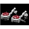 Image 2 : 14K WHITE GOLD 21.70CT RUBY 1.75CT DIAMOND EARRINGS