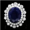 Image 1 : 14K WHITE GOLD 7.00CT SAPPHIRE 1.60CT DIAMOND RING