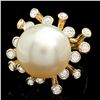 Image 1 : 14K YELLOW GOLD 15MM PEARL 0.80CT DIAMOND RING