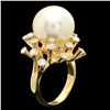 Image 2 : 14K YELLOW GOLD 15MM PEARL 0.80CT DIAMOND RING