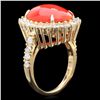 Image 2 : 14K YELLOW GOLD 5.00CT CORAL 1.35CT DIAMOND RING