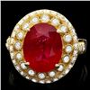 Image 1 : 14K YELLOW GOLD 6.00CT RUBY 1.00CT DIAMOND RING