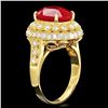 Image 2 : 14K YELLOW GOLD 6.00CT RUBY 1.00CT DIAMOND RING