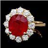 Image 1 : 14K YELLOW GOLD 5.00CT RUBY 1.35CT DIAMOND RING