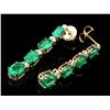 Image 2 : 14K YELLOW GOLD 6.5CT EMERALD .35CT DIAMOND EARRINGS