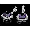 Image 2 : 14K WHITE GOLD 22CT AMETHYST 1.75CT DIAMOND EARRINGS