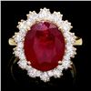 Image 1 : 14K YELLOW GOLD 8.00CT RUBY 1.50CT DIAMOND RING