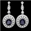 Image 1 : 14K WHITE GOLD 6CT SAPPHIRE 2.55CT DIAMOND EARRINGS