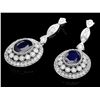 Image 2 : 14K WHITE GOLD 6CT SAPPHIRE 2.55CT DIAMOND EARRINGS