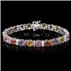 Image 1 : 14K WHITE GOLD 23CT SAPPHIRE 1.60CT DIAMOND BRACELET
