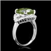 Image 2 : 14K WHITE GOLD 7.50CT PERIDOT 1.20CT DIAMOND RING