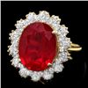 Image 1 : 14K YELLOW GOLD 7.30CT RUBY 1.60CT DIAMOND RING