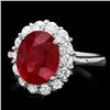 Image 1 : 14K WHITE GOLD 5.00CT RUBY 0.90CT DIAMOND RING