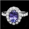 Image 1 : 14K WHITE GOLD 1.80CT TANZANITE 1.00CT DIAMOND RING