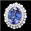 Image 1 : 18K WHITE GOLD 11.00CT TANZANITE 2.00CT DIAMOND RING