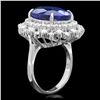 Image 2 : 18K WHITE GOLD 11.00CT TANZANITE 2.00CT DIAMOND RING