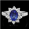 Image 1 : 14K WHITE GOLD 1.80CT SAPPHIRE 1.15CT DIAMOND RING