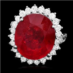 14K WHITE GOLD 20CT RUBY 1.80CT DIAMOND RING