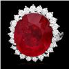 Image 1 : 14K WHITE GOLD 20CT RUBY 1.80CT DIAMOND RING