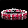 Image 1 : 14K WHITE GOLD 24.8CT RUBY 1.25CT DIAMOND BRACELET