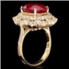 Image 2 : 14K YELLOW GOLD 7.70CT RUBY 1.50CT DIAMOND RING