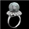 Image 2 : 14K WHITE GOLD 14MM PEARL 0.70CT DIAMOND RING