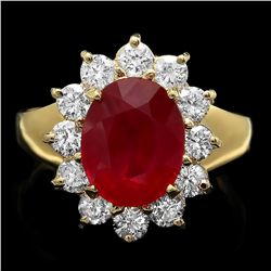 14K YELLOW GOLD 3.83CT RUBY 1.00CT DIAMOND RING