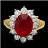 Image 1 : 14K YELLOW GOLD 3.83CT RUBY 1.00CT DIAMOND RING