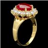 Image 2 : 14K YELLOW GOLD 3.83CT RUBY 1.00CT DIAMOND RING