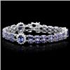 Image 1 : 14K WHITE GOLD 22CT TANZANITE 1.50CT DIAMOND BRACELET