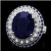 Image 1 : 14K WHITE GOLD 11.2CT SAPPHIRE 0.60CT DIAMOND RING