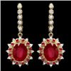 Image 1 : 14K YELLOW GOLD 12CT RUBY 1.20CT DIAMOND EARRINGS