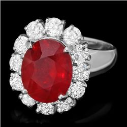 14K WHITE GOLD 5.00CT RUBY 1.50CT DIAMOND RING