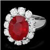 Image 1 : 14K WHITE GOLD 5.00CT RUBY 1.50CT DIAMOND RING