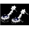 Image 2 : 14K WHITE GOLD 3CT SAPPHIRE 3.25CT DIAMOND EARRINGS