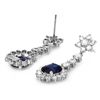 Image 3 : 14K WHITE GOLD 3CT SAPPHIRE 3.25CT DIAMOND EARRINGS