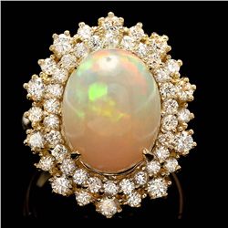 14K YELLOW GOLD 5.00CT OPAL 1.42CT DIAMOND RING