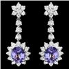 Image 1 : 14K WHITE GOLD 5.00CT TANZANITE 3.00CT DIAMOND EARRINGS