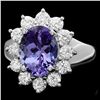 Image 1 : 14K WHITE GOLD 2.50CT TANZANITE 1CT DIAMOND RING