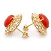 Image 3 : 14K YELLOW GOLD 8.00CT CORAL 1.50CT DIAMOND EARRINGS